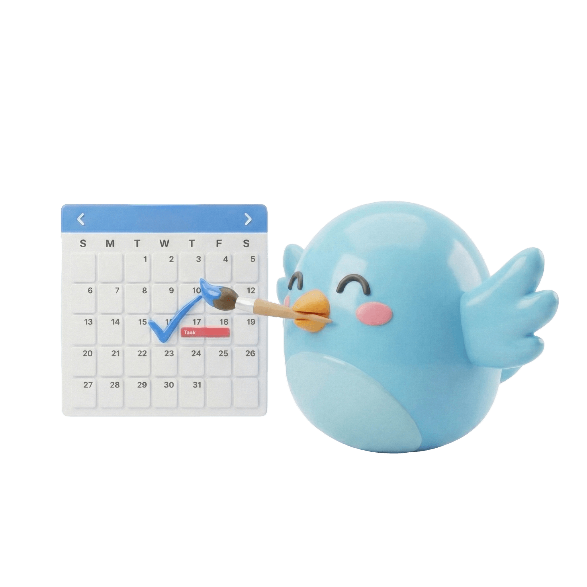 鳥がタスクボードを管理してるイラスト