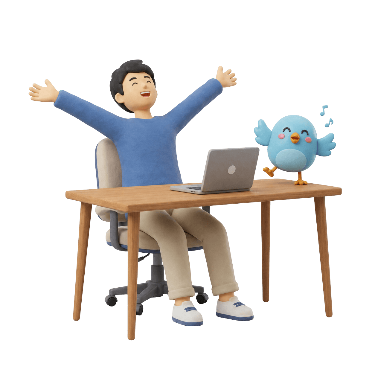 男性が伸びをしてるイラスト